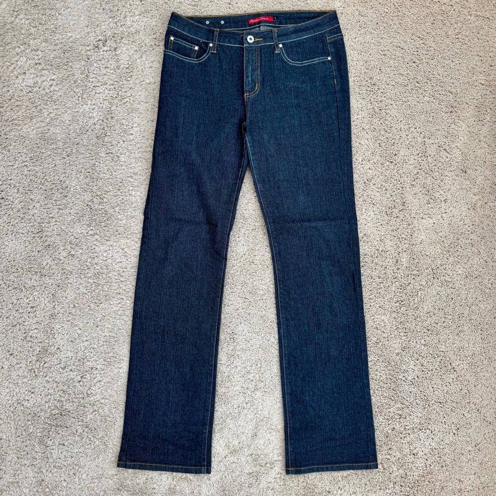 Keep in Touch Jeans Womens‎ 9 Denim Dark Wash Straight Leg Embellished Pockets